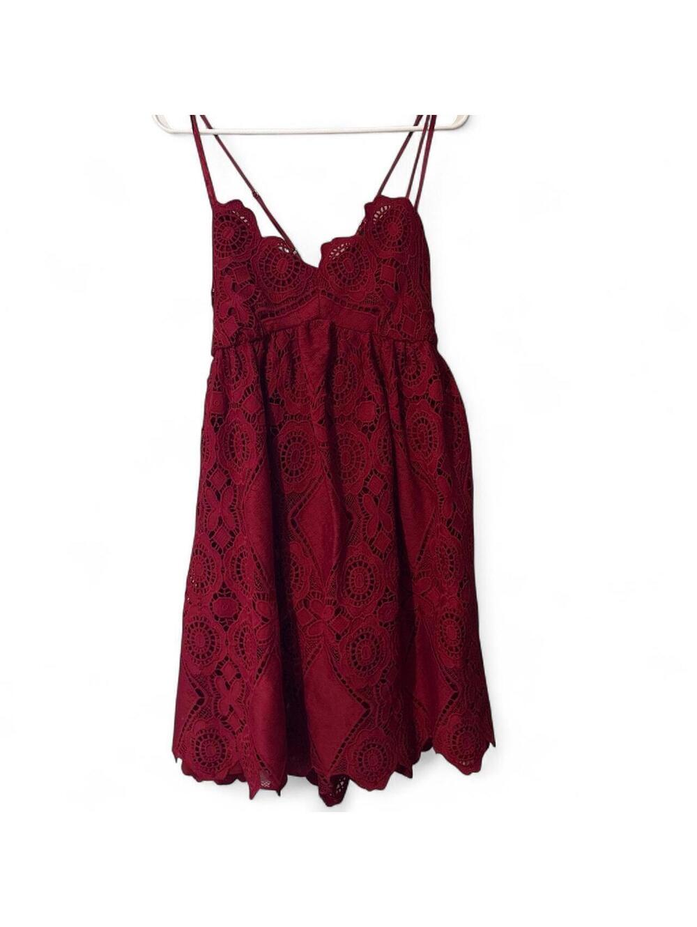 Anthropologie Maeve Red Summer Moon Lace Babydoll Dress NWT Size 4